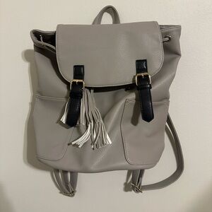 GREY LEATHER BACKPACK